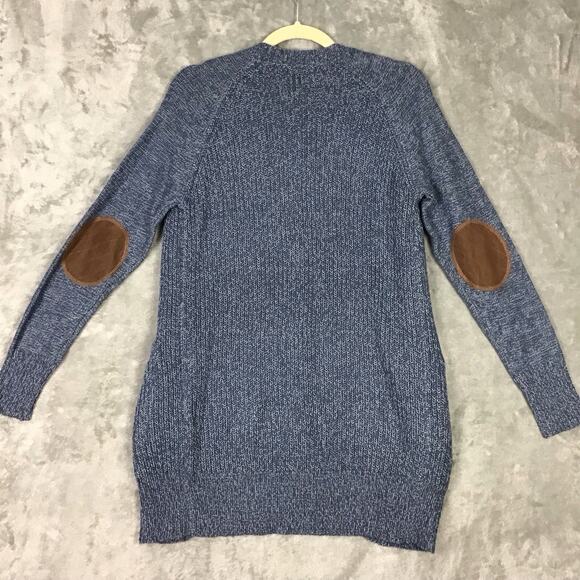 RDI Womens XS Blue Cardigan Sweater Elbow Patches Pockets Cotton Blend NWT - Picture 3 of 10